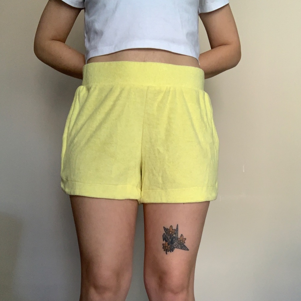 Pastel yellow towel shorts. NWT